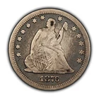 1876-CC 25c Seated Liberty Silver Quarter - Fine+ Key Date - SKU-T4719