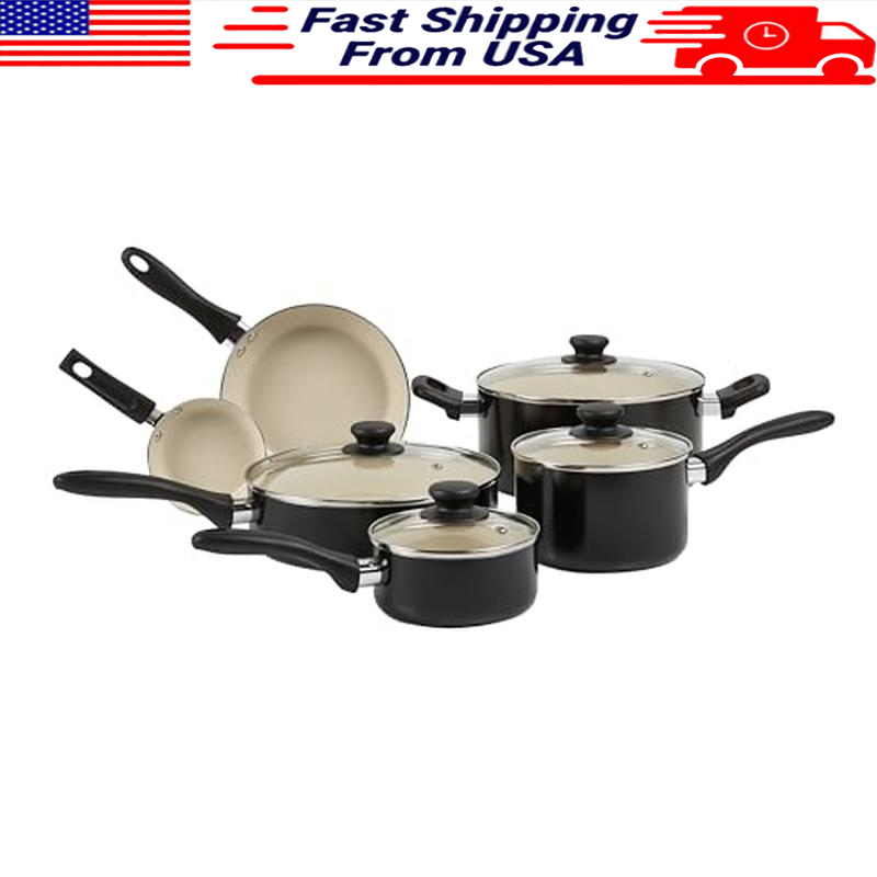 Ceramic Nonstick Pots and Pans 11 Piece Cookware Set, made without PFOA & PTFE