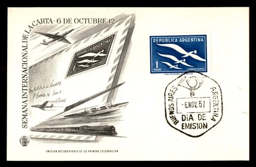 Mayfairstamps Argentina FDC 1957 Birds With Letter First Day Cover aax_14181