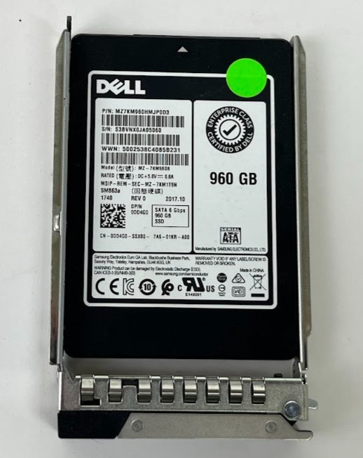 Dell DD4G0 Samsung MZ-7KM960B MZ7KM960HMJP0D3 960GB SATA 6Gbps SSD Tray