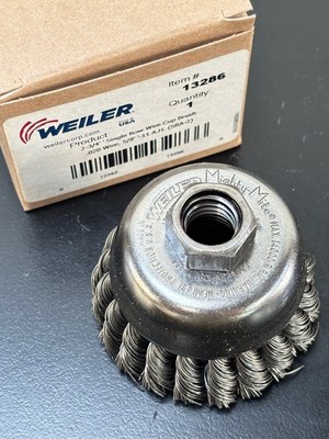 WEILER 13286 2-3/4'' Single Row .020 Wire Cup Brush, 5/8-11 A.H. (SRA-2) USA Made