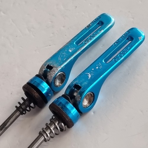 Titan Schnellspanner Spieße Set vorne & hinten Ti blau Mtb Paar Retro Fahrrad - Bild 10 von 24