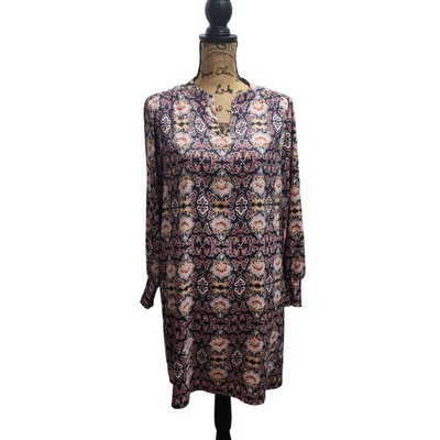 LOFT Petite Women's Print V Neck Long Sleeve Tunic Dress Size MP