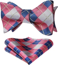 Bow Ties for Men Check Plaid Self Tie Bow Tie and Pocket Square Bowtie Formal Tu