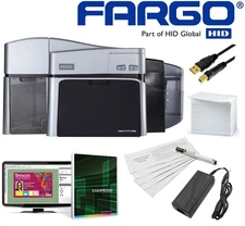 Fargo DTC1250e Dual Sided ID Card Thermal Printer with Software & Supply Bundle