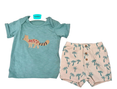 MARKS & SPENCER Baby Boys 2 Piece Set Short Sleeve T-Shirt & Shorts 9-12 Months