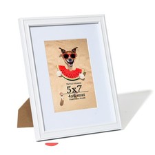 5x7 White Frame Made of Woodgrain 4x6 with Mat or 5x7 Without Mat,Covered by ...
