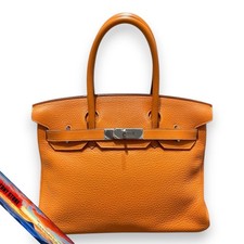 Borsa da donna Hermès Birkin 30 Taurillon arancione SV raccordi in metallo