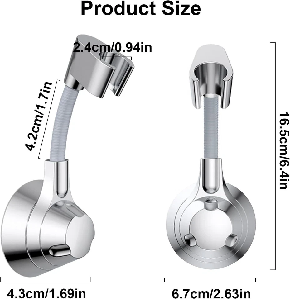 Duschkopfhalterung Ohne Bohren Handbrause Halterung 360°Drehbar Verstellbarer Du - Bild 2 von 4