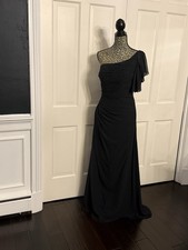 Mori Lee Morilee Bridesmaid Dress Women's Sz 8 Black One Shoulder See Descript.