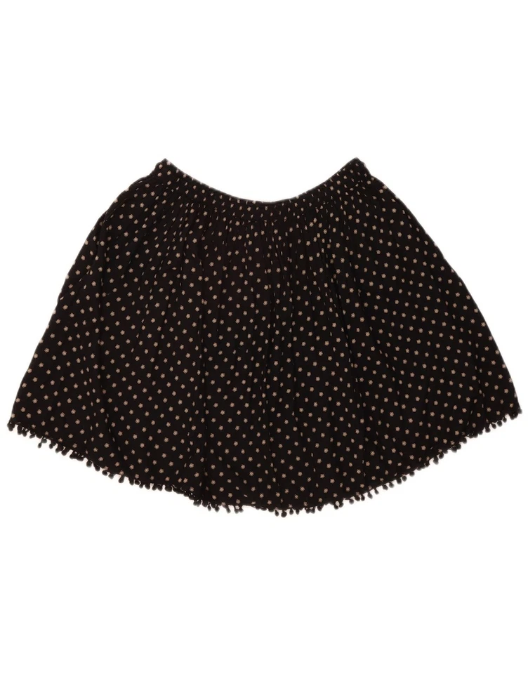 BENETTON женщин мини юбка большой W34 черный цветочный вискозы DR08 - Изображение 4 из 4