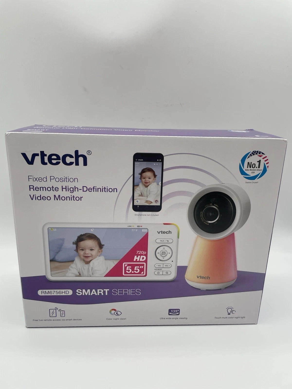 VTech 5.5" HD Smart Fixed Position Video Baby Monitor