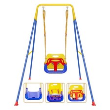 3 in 1 Toddler Swing with Frame, Outdoor Indoor, Baby Swing with Safety Belt ...