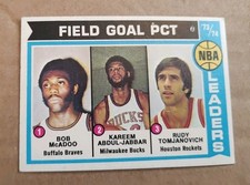 1974-75 Topps #146 Bob McAdoo Kareem Abdul-Jabbar Rudy Tomjanovich VG/EX - EX