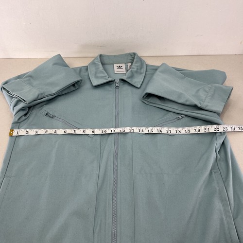 Chaqueta de bombardero Adidas azul Harrington talla mediana abrigo de pista cremallera algodón - Imagen 12 de 14