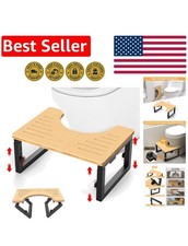 Foldable Bamboo Poop Step Stool - Heavy Duty 500 lbs Capacity  Non-Slip Design