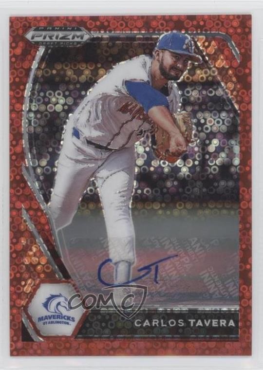 2021 Panini Prizm Draft Picks Red Donut Circle 77/99 Carlos Tavera Auto 0b2