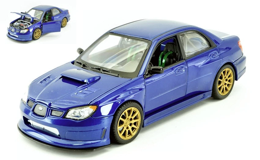 MODELLINO AUTO STATICO DIECAST WELLY IMPREZA WRX STI BLU MODELLISMO SCALA 1:24 - Immagine 3 di 4