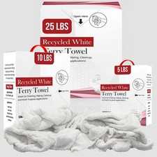 Recycled White Terry Towel Rags Bulk Cotton Wiping Cloths Compressed Boxes