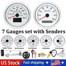 7 Gauge Set 85mm GPS Speedometer Tacho&52mm Fuel/Temp/Oil/Volt/Trim for Boat Car