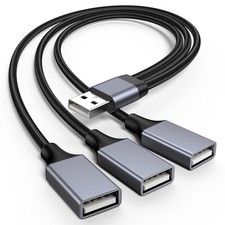 USB Y Splitter 1 in 3 Out, USB Male to 3 Female Cable for PC, Tablet, Laptop,...