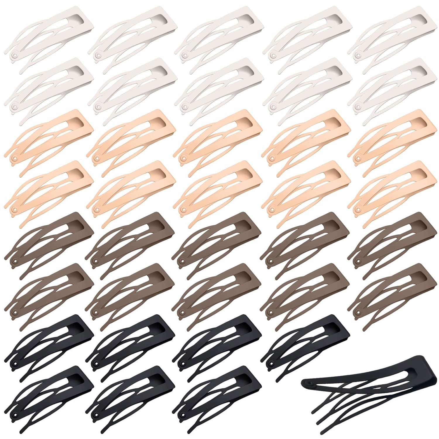 40 Pcs Snap Hair Clips 3 Prong Double Grip Metal Hair Barrettes for Women