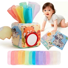 Baby Tissue Box Toy for Babies 6-12 Months - Montessori Sensory Toys for Babies 