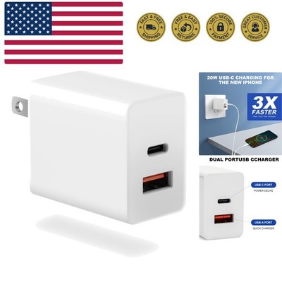 Compact 20W USB-C Wall Charger for iPhone, iPad, Galaxy -  Certified Safety