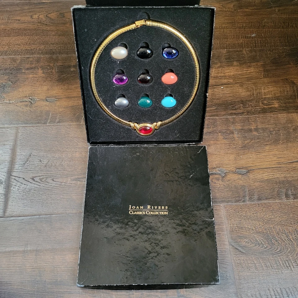 Collar Cabujón Intercambiable Vintage Joan Rivers Oro Omega 10 Colores Foto 3 de 4