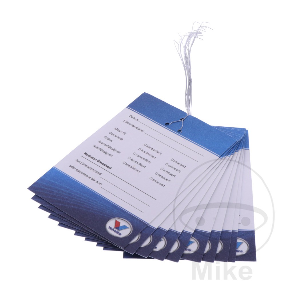 VALVOLINE Pack 10 etiquetas cambio de aceite de motor/caja de cambios alemán