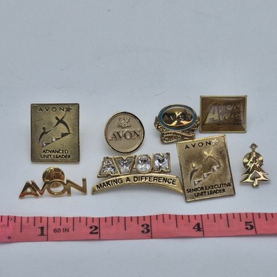 Vintage Lot 8 AVON Sales Rep Recruiter Representative Awards Pin Lot Avon Lady