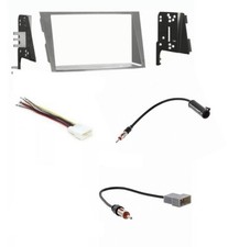 Double Din Silver Car Stereo Install Dash Kit, Wire Harness, and AM/FM Radio...