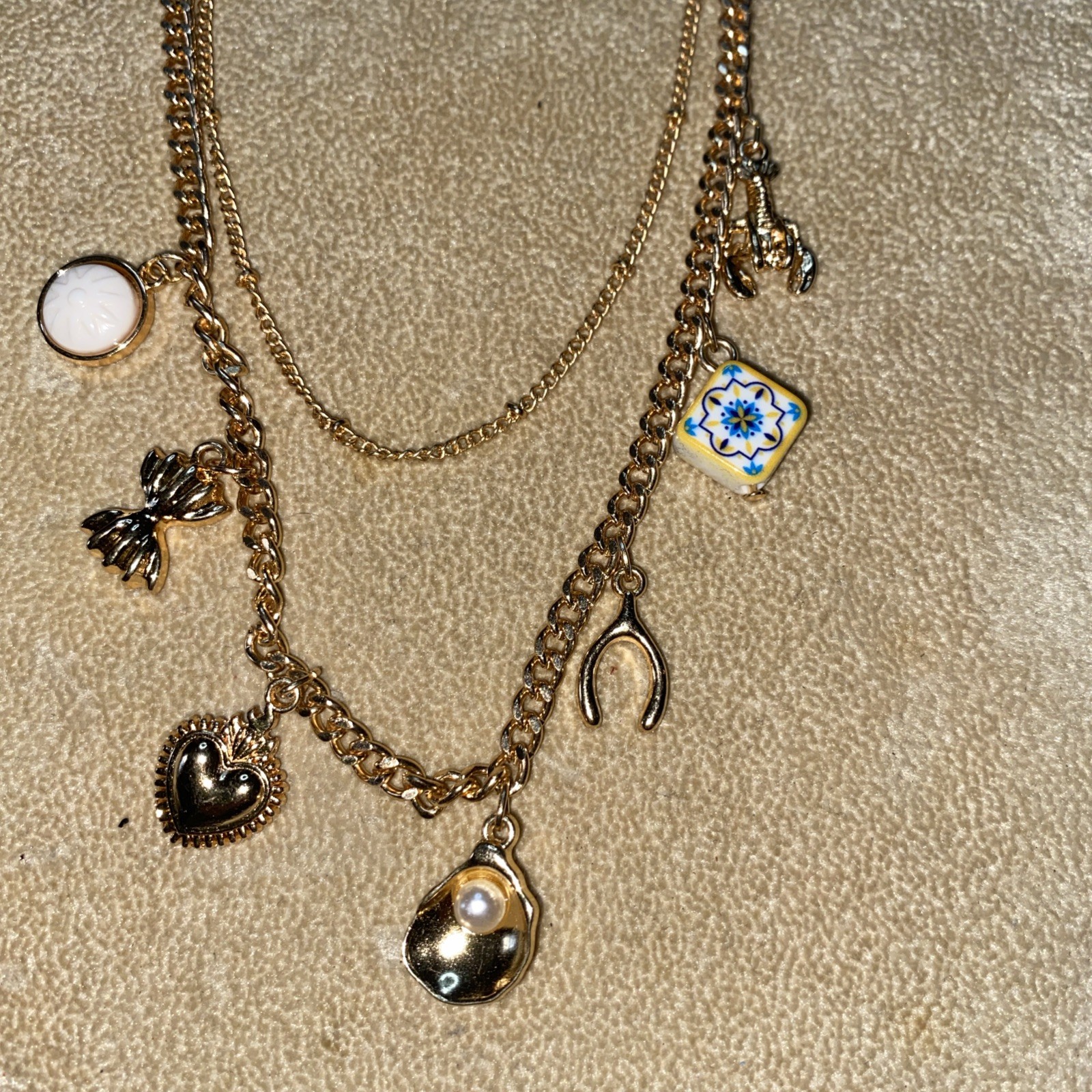 Universal Thread Double Stand Charm Necklace Gold… - image 5