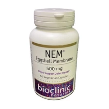 Bioclinic Naturals NEM Eggshell Membrane 500 mg Helps joint health 60 Veg Caps