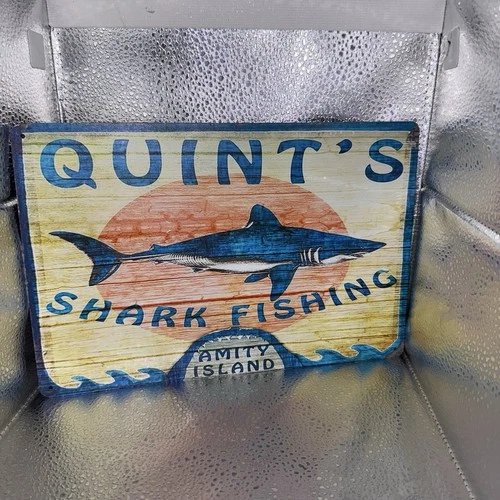 Quint Shark Fishing Metal Retro Vintage Tin Sign Bar Wall Decor Poster 8x12 inch