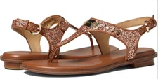 Michael Kors MK Plate Rose Gold Chunky Glitter Sandal Women's sizes 5-11/NEW!!!