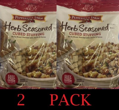 2x Pepperidge Farm HERB SEASONED CUBED STUFFING 12 oz Bag - 2 PACK