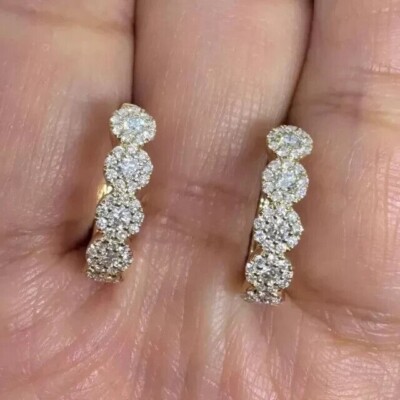 2 Ct Round Cut Simulated Diamond Huggie Hoop Earrings In 14k Yellow Gold Plated
