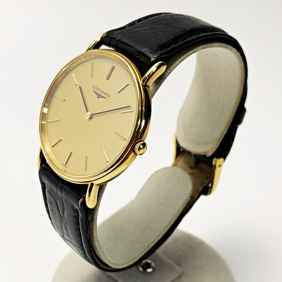 LONGINES　ロンジン　ハニカムダイヤル　ゴールド　クォーツ　メンズ LONGINES】ロンジン ステンレススチール×レザー クオーツ アナログ表示