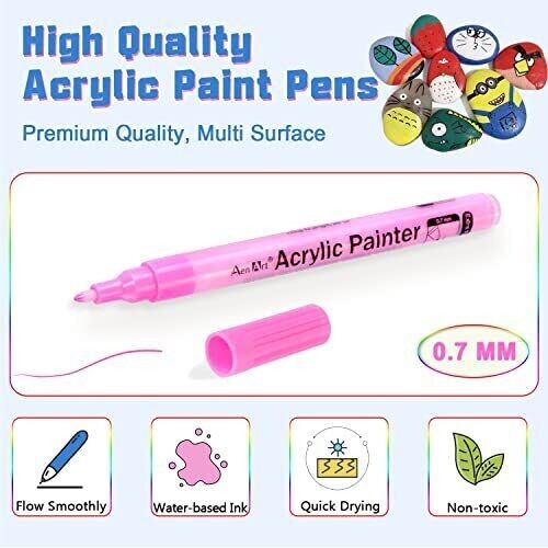 24 Colors Acrylic Paint Pens, Paint Markers for Rock Painting, Fine Point