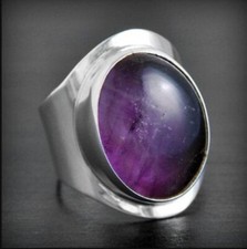 Purple Amethyst Ring Handmade Ring 925 Sterling Silver Men's Ring Boho Ring Gift