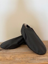 Dance Now DN981L Womens 7.5 Jazz Shoe Black Leather Splitsole Slip-on NEW