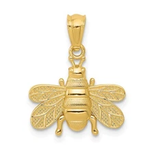 14k Yellow Gold Polished Bee Pendant Gift for Mother