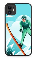 Downhill Skiing Jump Rubber Phone Case Ski Skis Jump Jumping Cartoon Design DP39