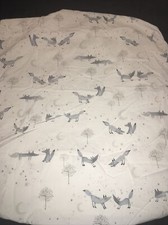 Pottery Barn Kids Forest Fox Crib Toddler Bed Fitted Sheet Gray Blue Moon Stars