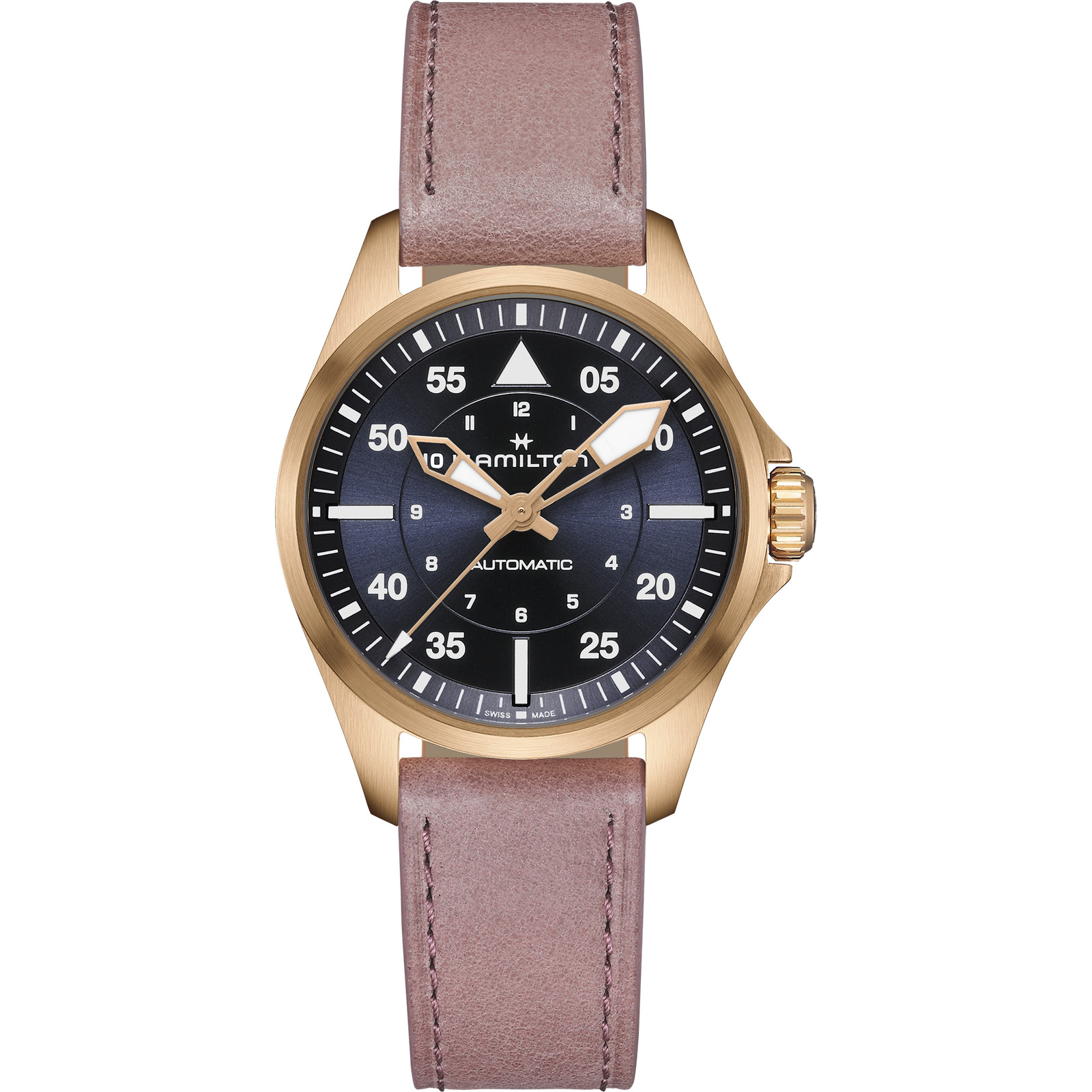 Hamilton Khaki Aviation Pilot Auto Blue Dial Leather Band Womens Watch H76245840