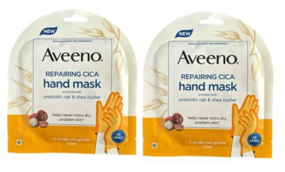 Lot of 2 Aveeno Repairing Cica Hand Mask - w/Prebiotic Oat & Shea Butter
