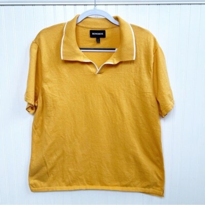 Bonobos Mustard Yellow Short Sleeve Slim Fit Sweater Polo Men’s Size XL 