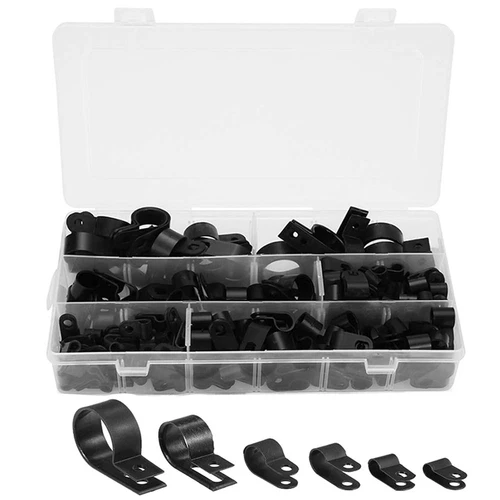 Orgrimmar 200 Stck. Schwarz Nylon Kunststoff R-Typ Kabelschellen 3/16" 1/4" 3/8" - Bild 1 von 6