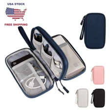 Travel Organizer Bag Cable Storage Pouch Case Portable Waterproof Double Layers
